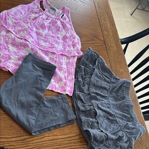Old Navy Pink Floral Top and Gray Bottoms Set
